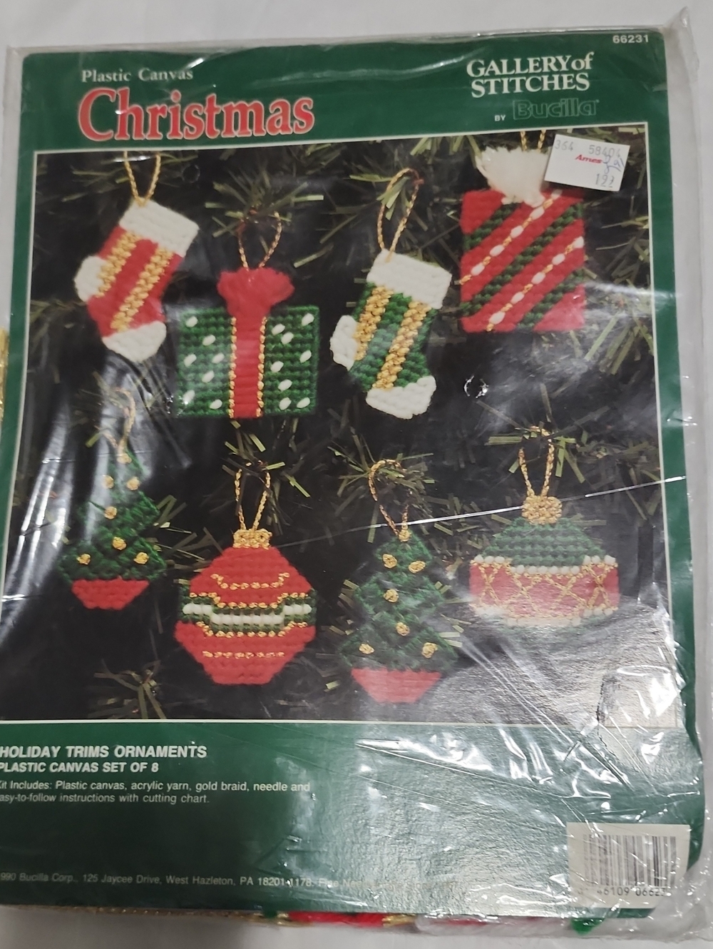 Gallery of Stitches Christmas Holiday Ornaments - Green & Red